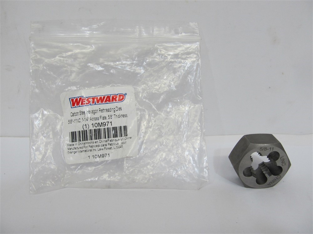 Westward 10M971, 5/8"-11 Pitch Carbon Steel, Hexagon Rethreading Die