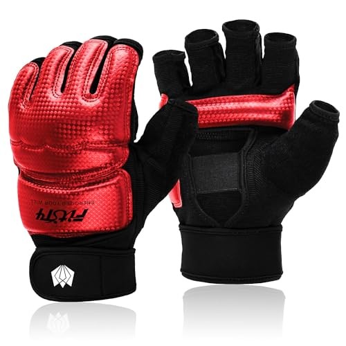Half Mitts MMA UFC Training Boxing Punch Bag Martial Arts Gloves Medium Red
