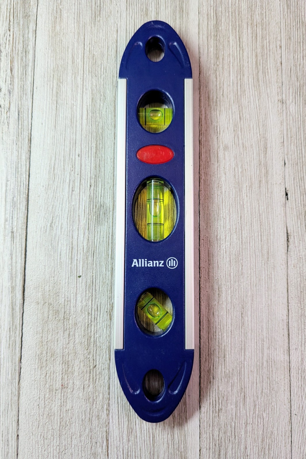 9 inch Level Magnetic Edge Top-Read Window Ruler Allianz Logo Blue