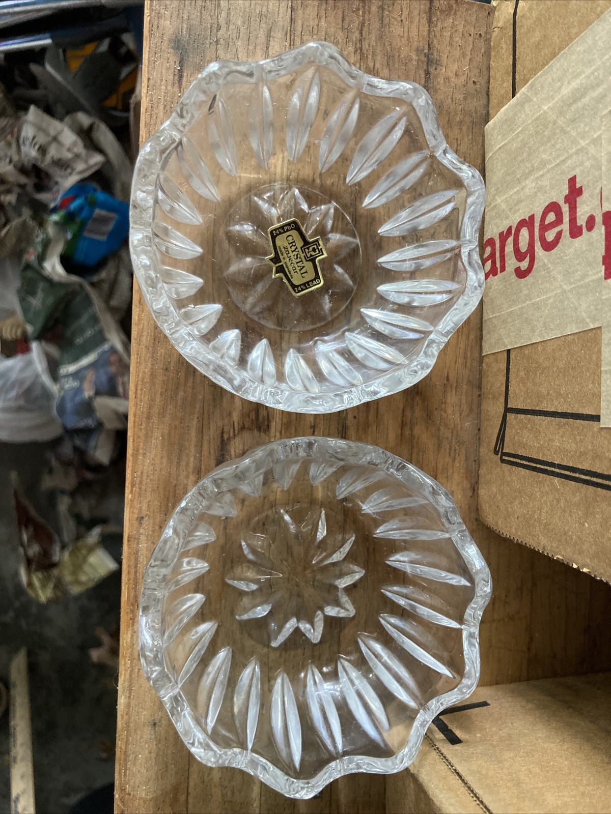 Round Shaped Lead Crystal Glass Trinket Jewelry Box Zajecar  EUC Pair Of 2