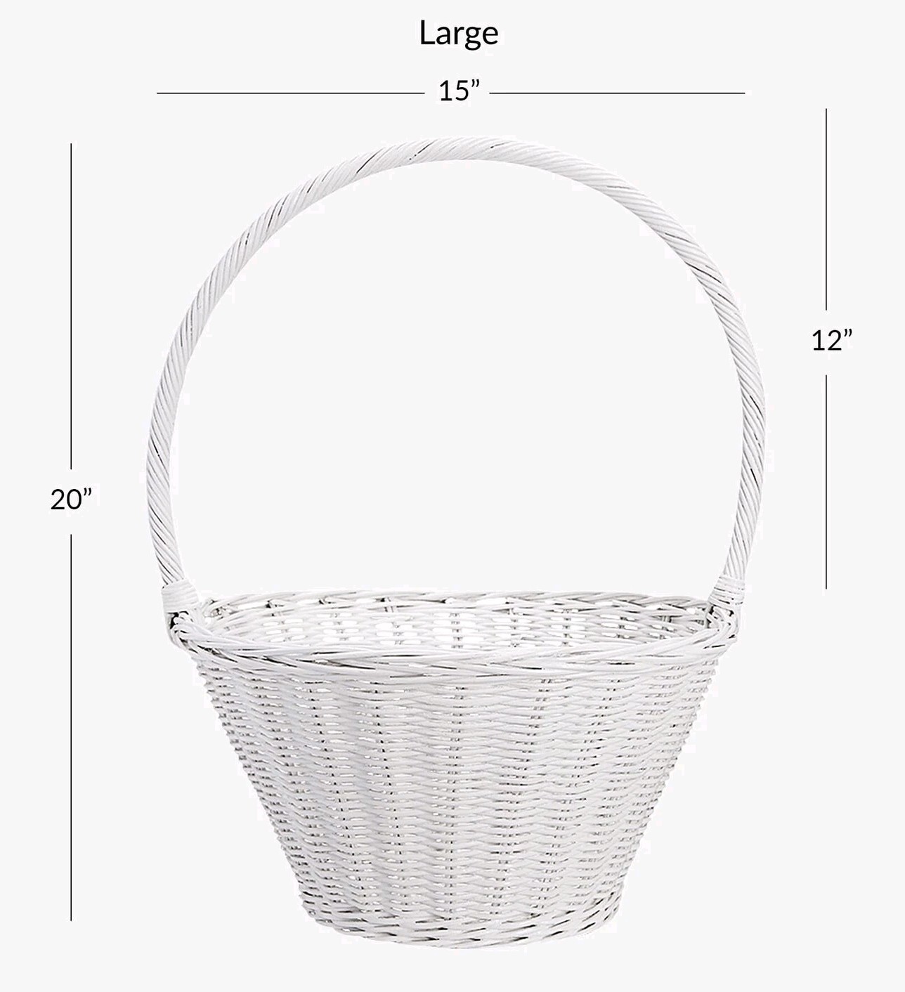 Pottery Barn Large White Wicker Basket 12" NWT Easter Holiday Spring