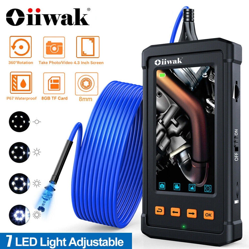 Oiiwak Endoscope - 8mm borescope camera, 4.3" 1080p Screen, 1080P HD Video