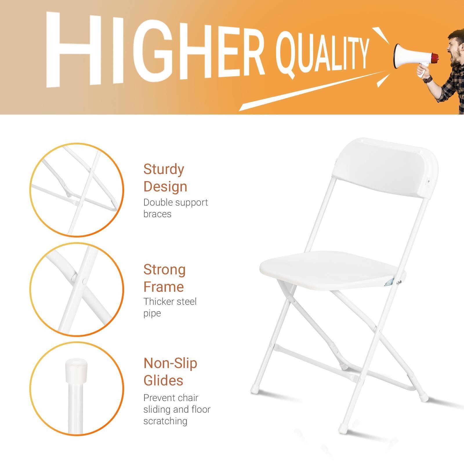 24 Pack Portable Plastic Folding Chairs Party Event Wedding Kitchen Chair White