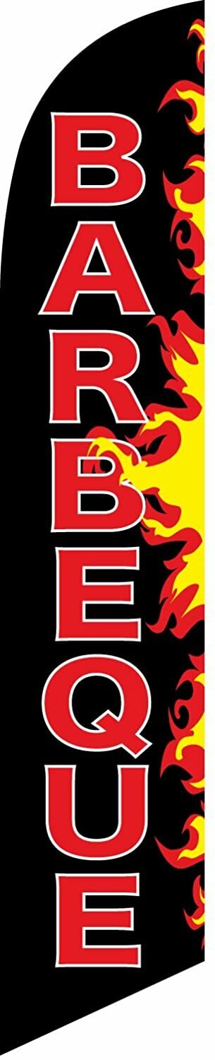 Barbeque (flames) Feather Banner Swooper Flag - NO WIND REQUIRED -...