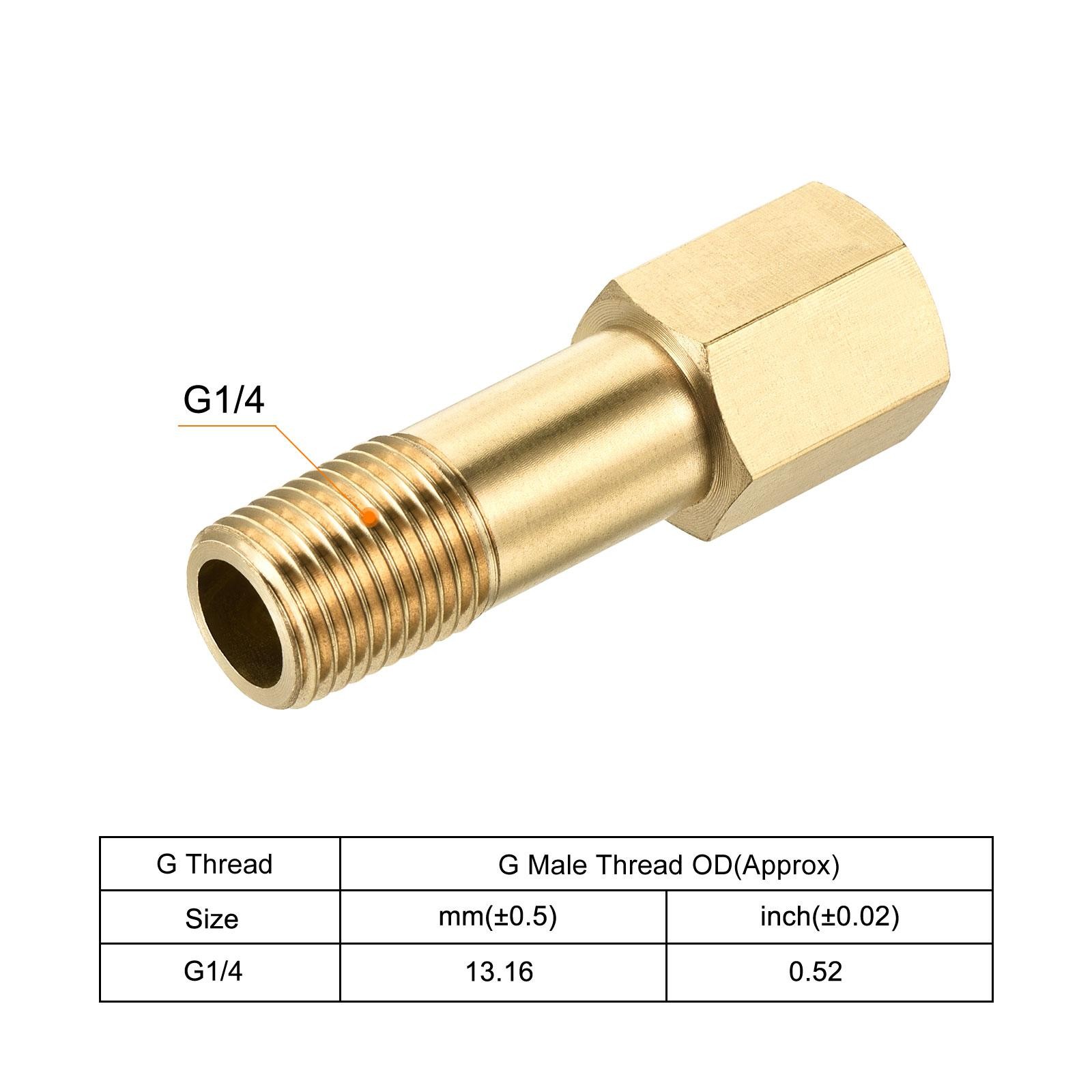 Brass Pipe Fitting G1/4 Adapter 50mm Extension Connector Hex Coupling 2 Pack