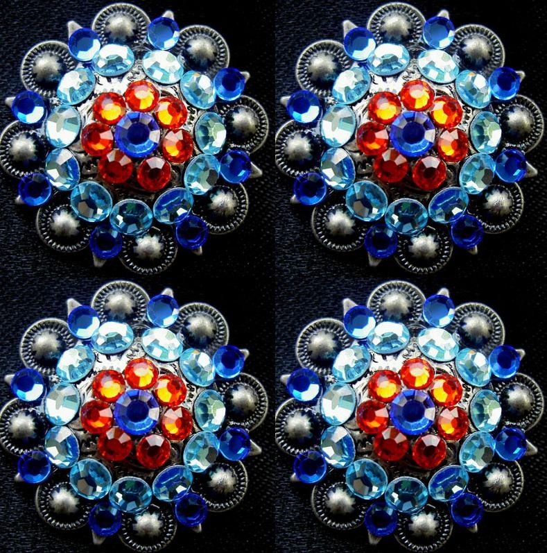 4 Conchos Rhinestone Horse Saddle Western Bridle  Co38