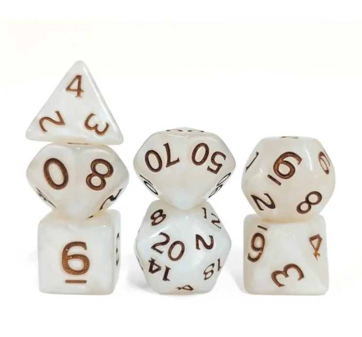 🗿🔨White Marble Dice Set | RPG DnD Dungeons Dragons AD&D Pathfinder d20
