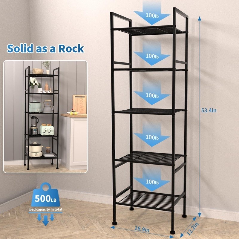 5-Tier Storage Shelf Heavy Duty Rust Proof Easy Assembly Home Office Garage New
