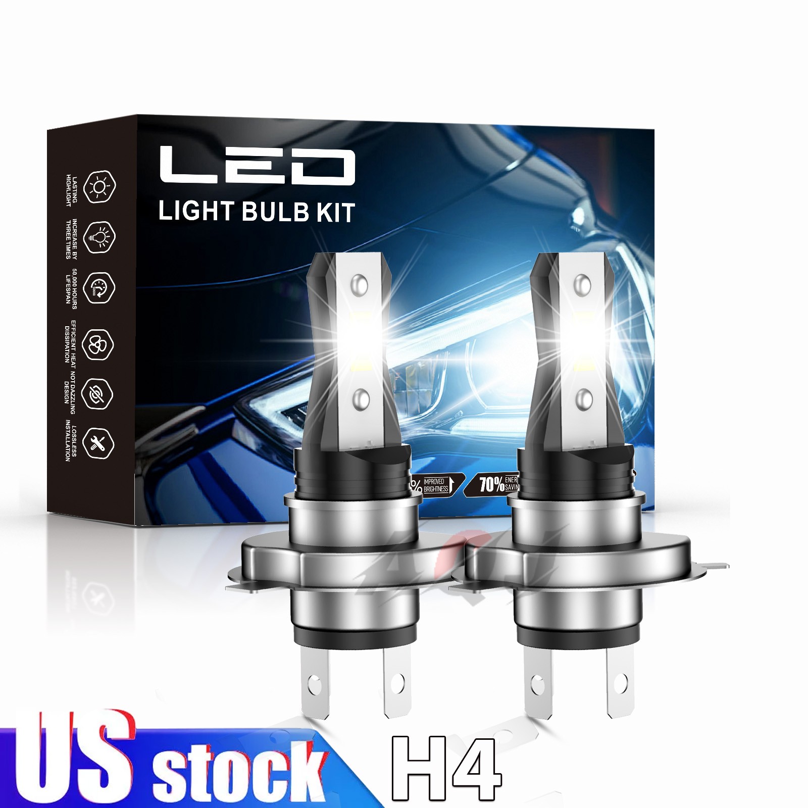 9003 H4 LED Headlight bulbs kit 10000W 1000000LM Hi/Lo Beam Super Bright White