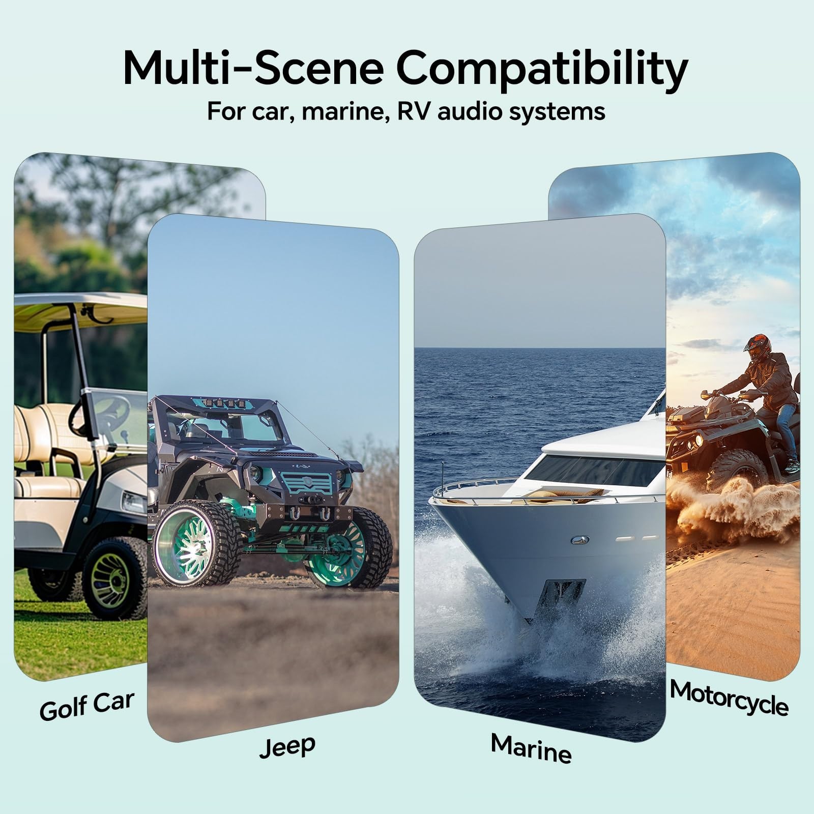 Wireless Marine Audio Receiver, Bluetooth 5.0 Adapter, RCA Outputs for ATV, UTV,