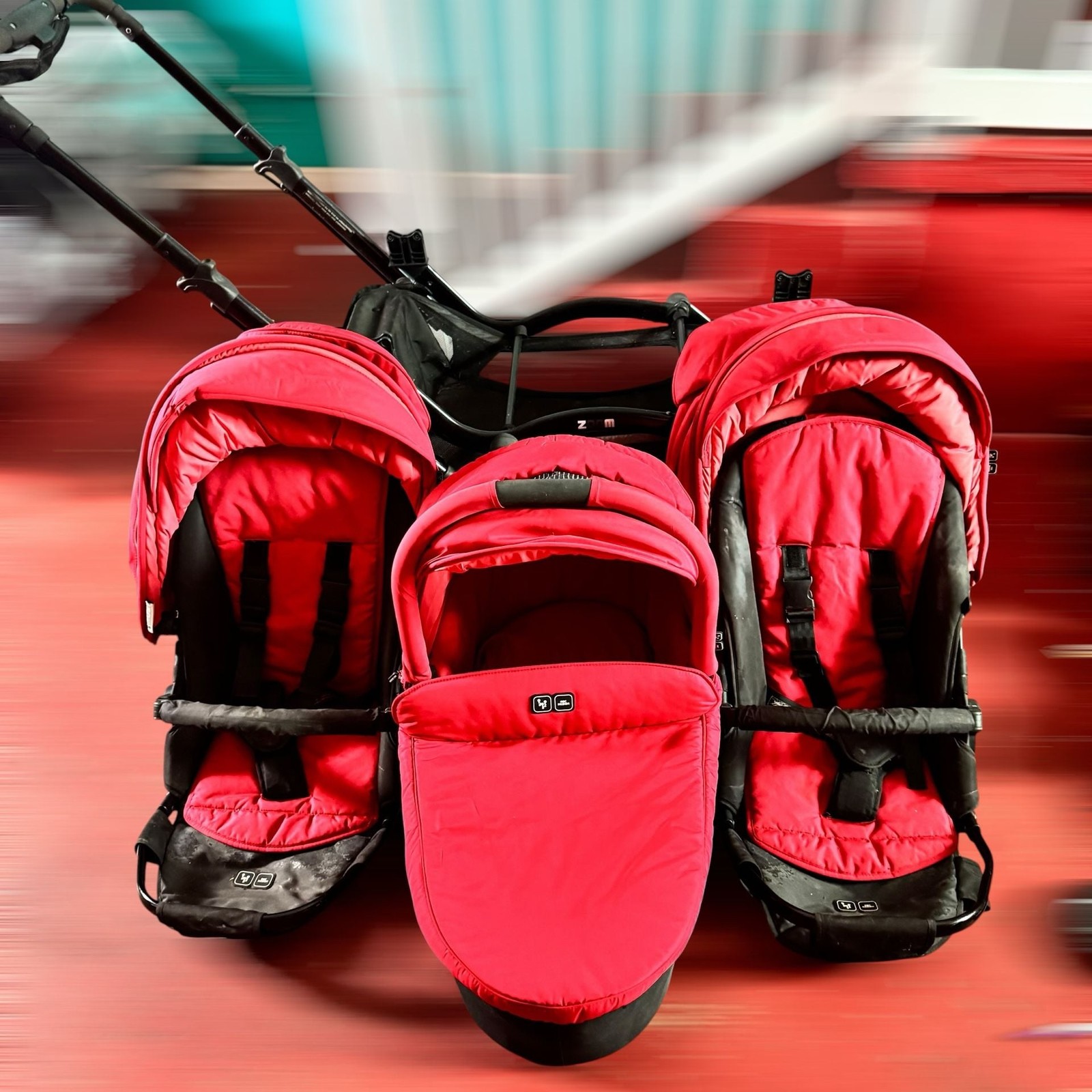 ABC Design Zoom Twin/Tandem Stroller in Red
