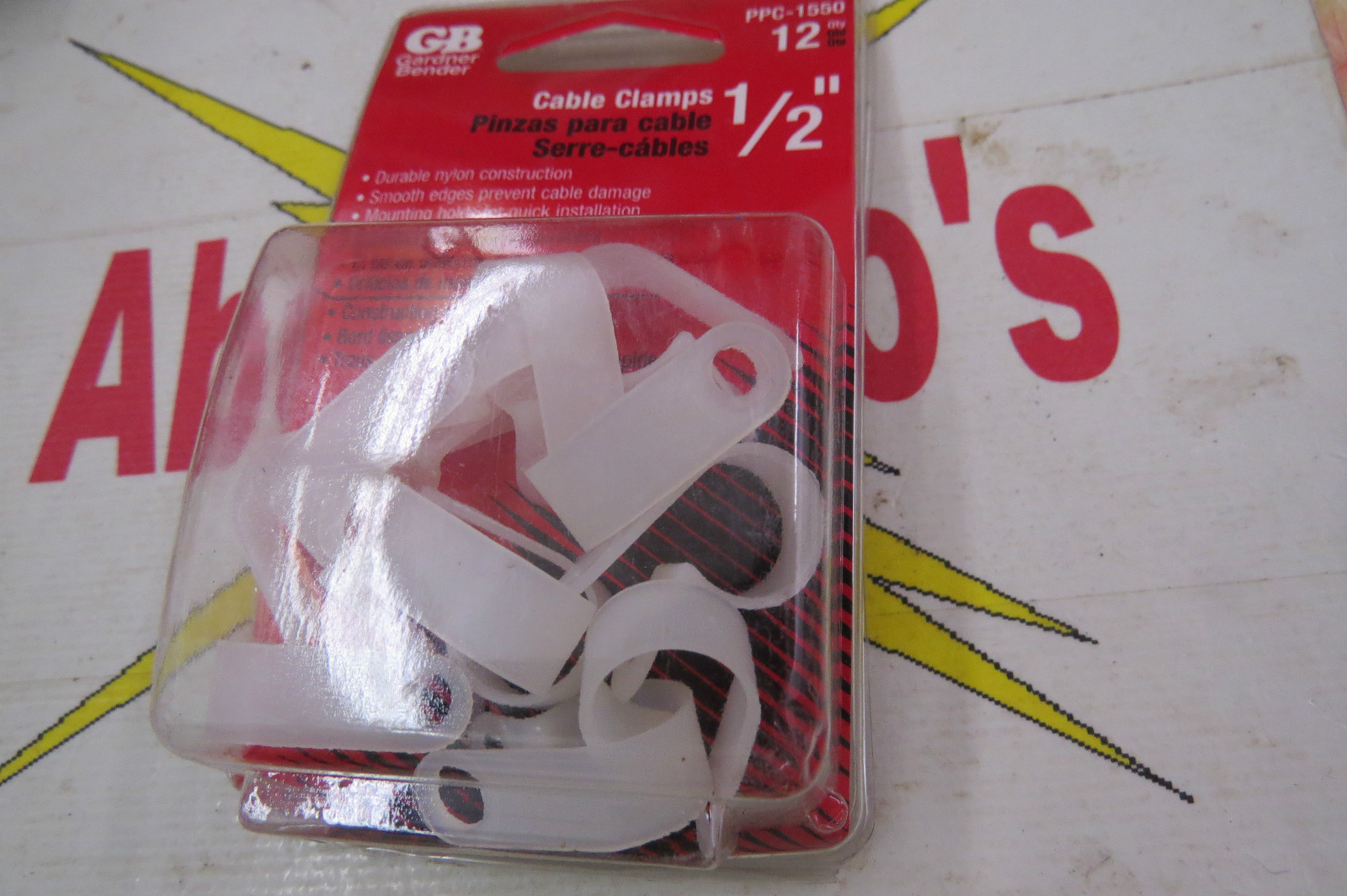 Gardner Bender Cable Clamps PPC-1550, 1/2'', pkg of 12, white