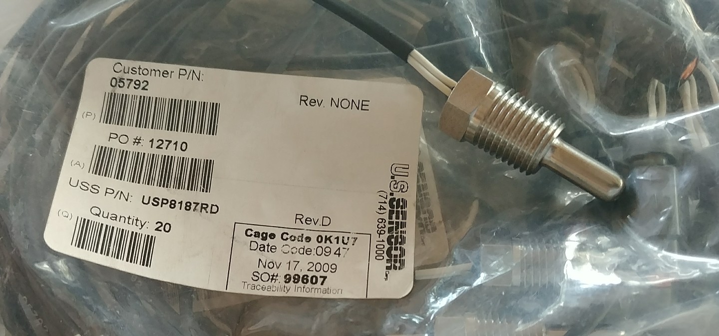 Lot of 20 NEW U.S. Sensor  USP8187RD Thermistor USP8187 1/4" NPT Stainless Temp