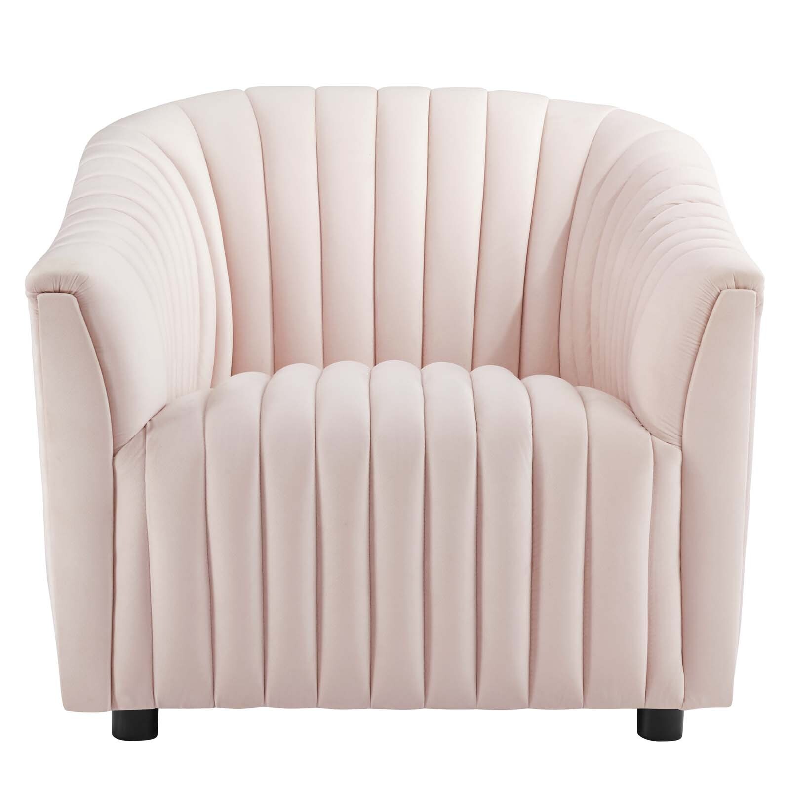 Modway Announce Channel Tufted Performance Velvet Armchair in Pink
