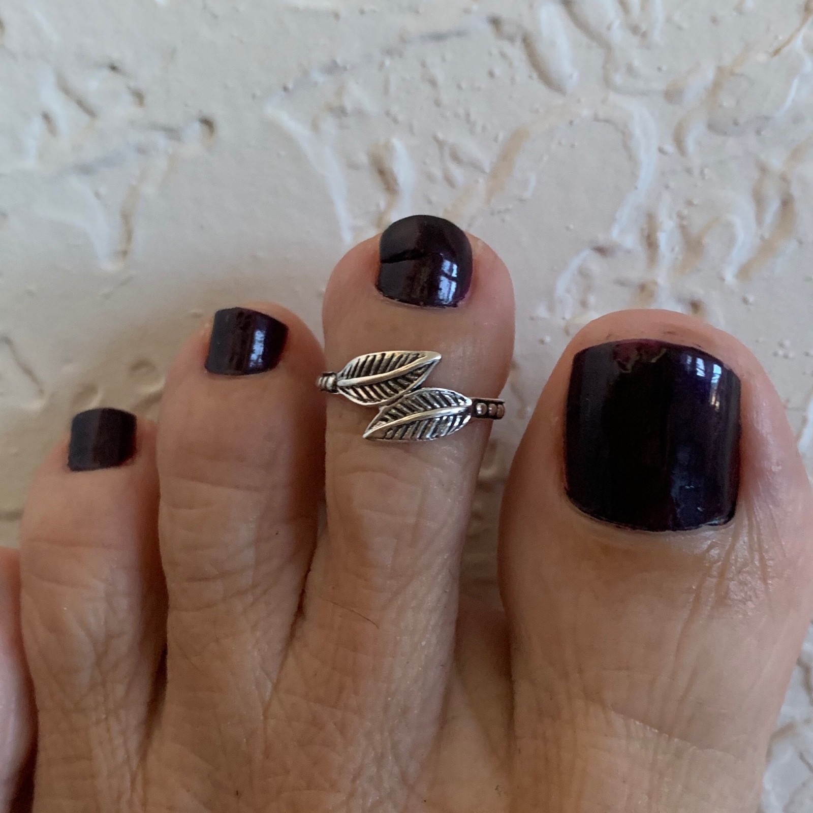 Sterling Silver Double Leaves Toe Ring, Silver Ring, Leaf Ring, Tree Rings