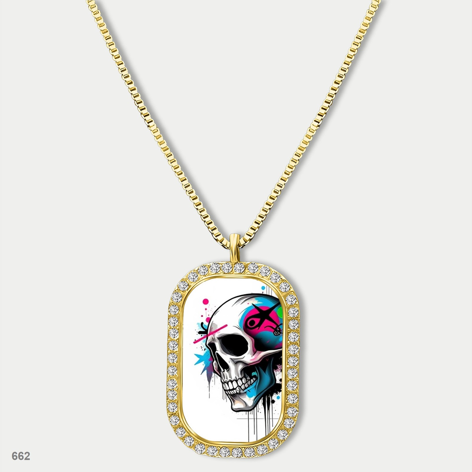 Gorgeous Skeleton Graffiti Skull Fashion Pendant Necklace Chain Image Dog Tag Ch