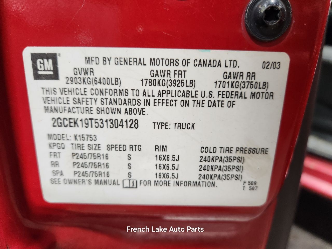 ECM Electronic Control Module ID 12576106 Fits 2003 SILVERADO 1280747