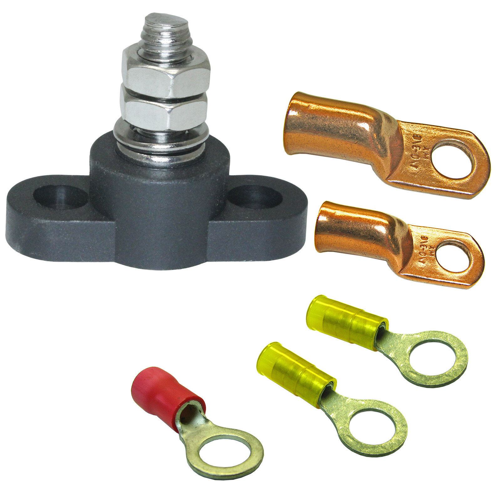 insulated auxiliary Golf Cart Car battery junction block power post kit & rings