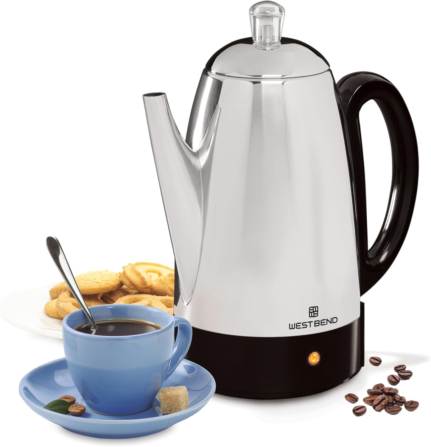Electric Percolator Classic Style Coffee Maker with Heat Resistant Handle Base