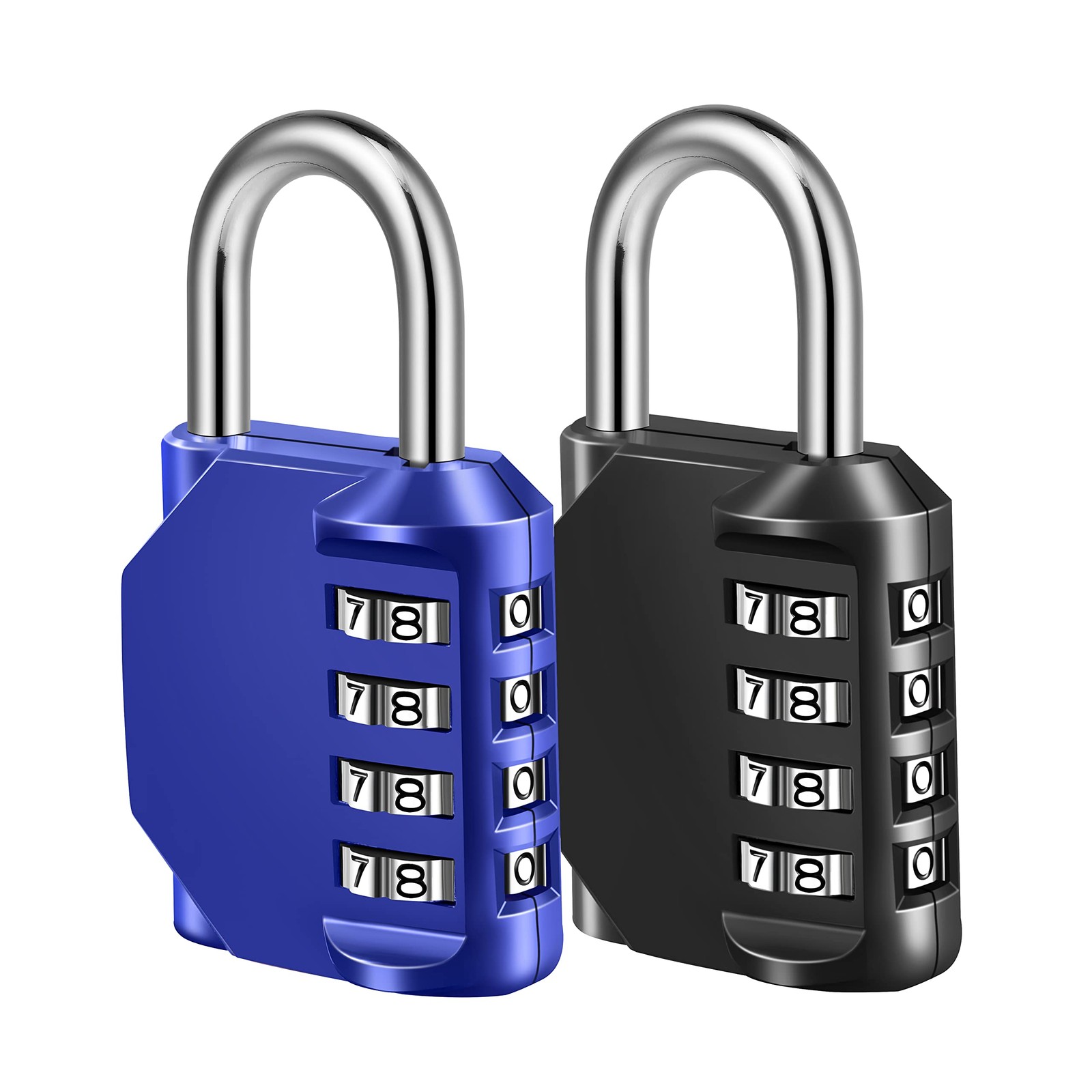 Combination Lock Padlock Blue Black for School Gym Locker 2-Pack 4-Digit