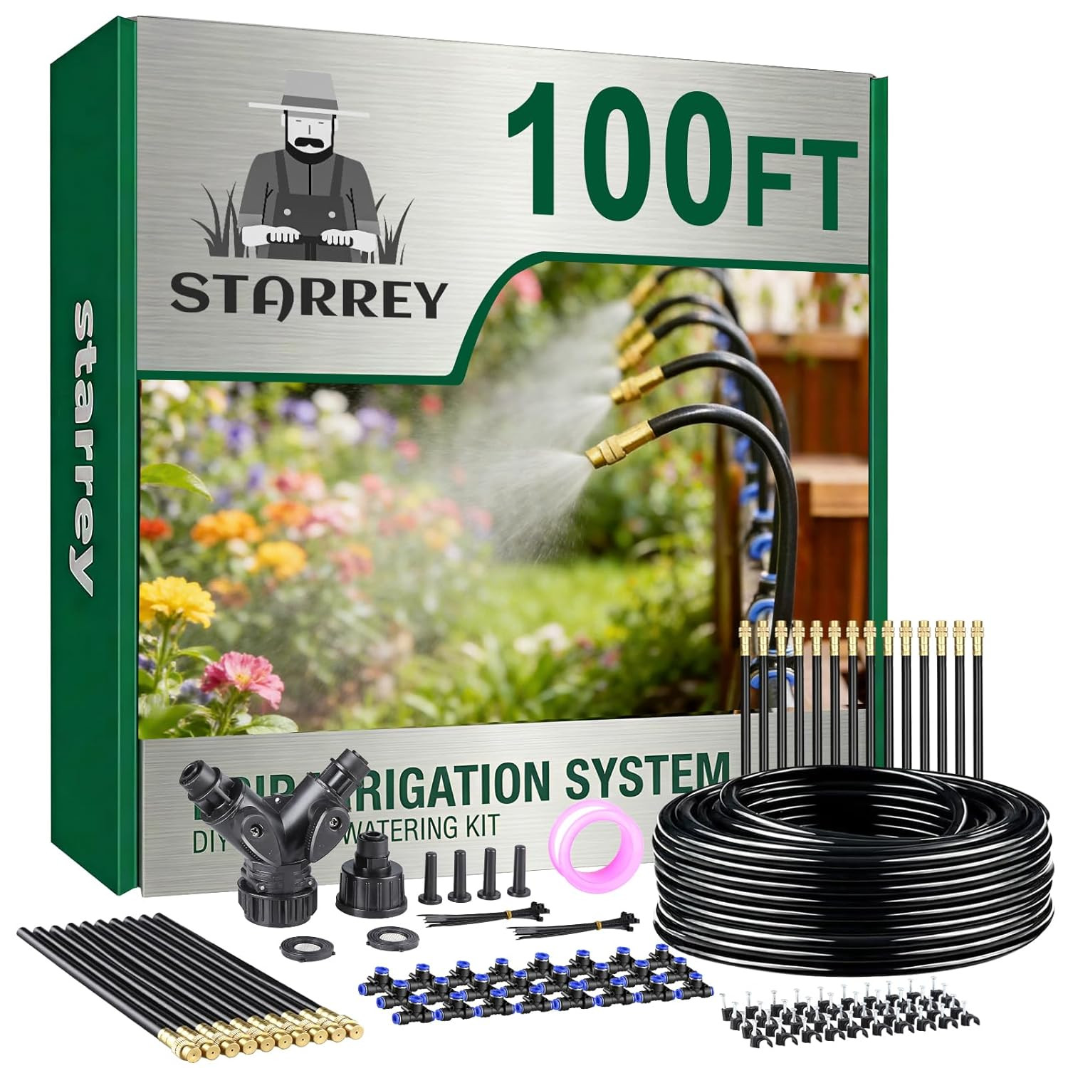 Drip Irrigation System, 2026-Upgrade 100Ft 1/4" Garden Watering System with 24 P