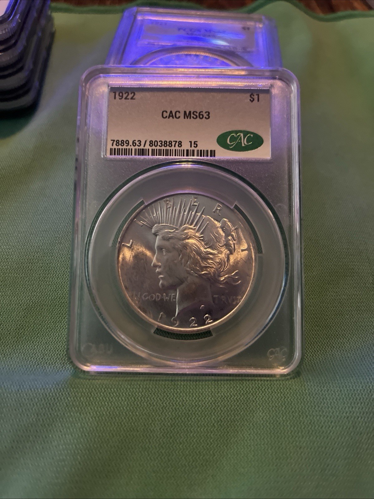 1922 Peace Silver Dollar MS63 CAC CACg