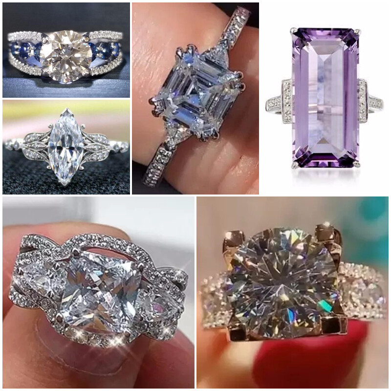 Wedding Women 925 Silver Filled, Gold Ring Pretty Cubic Zircon Jewelry Sz 6-10