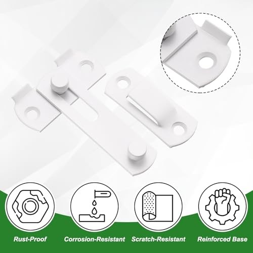 2-Pack Flip Latch Gate Latch 3in, Slide Locks | Stainless 3 Inch Matte White