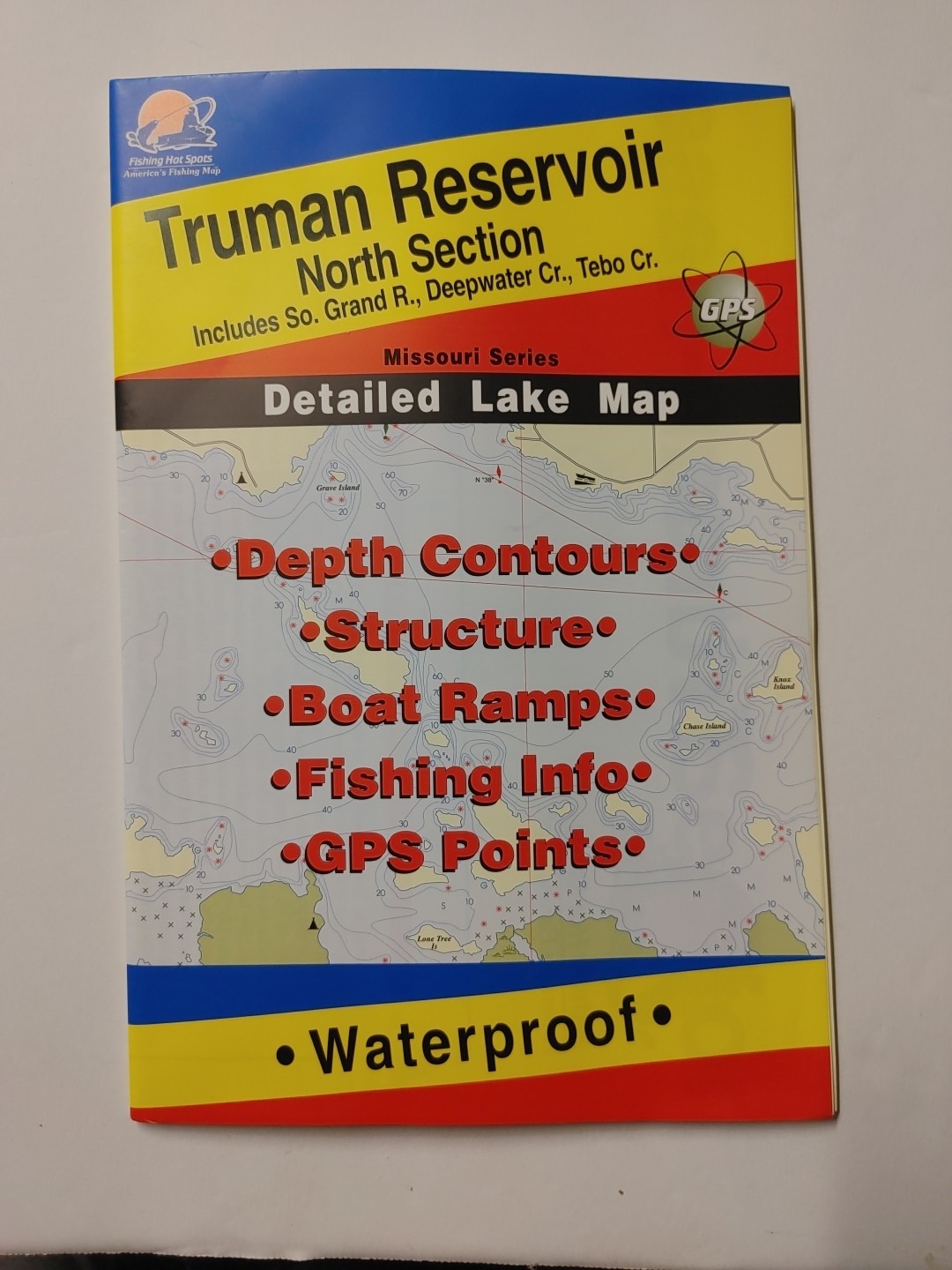 Truman Reservoir Lake Missouri Series Fishing Hot Spots Waterproof Map Deluxe