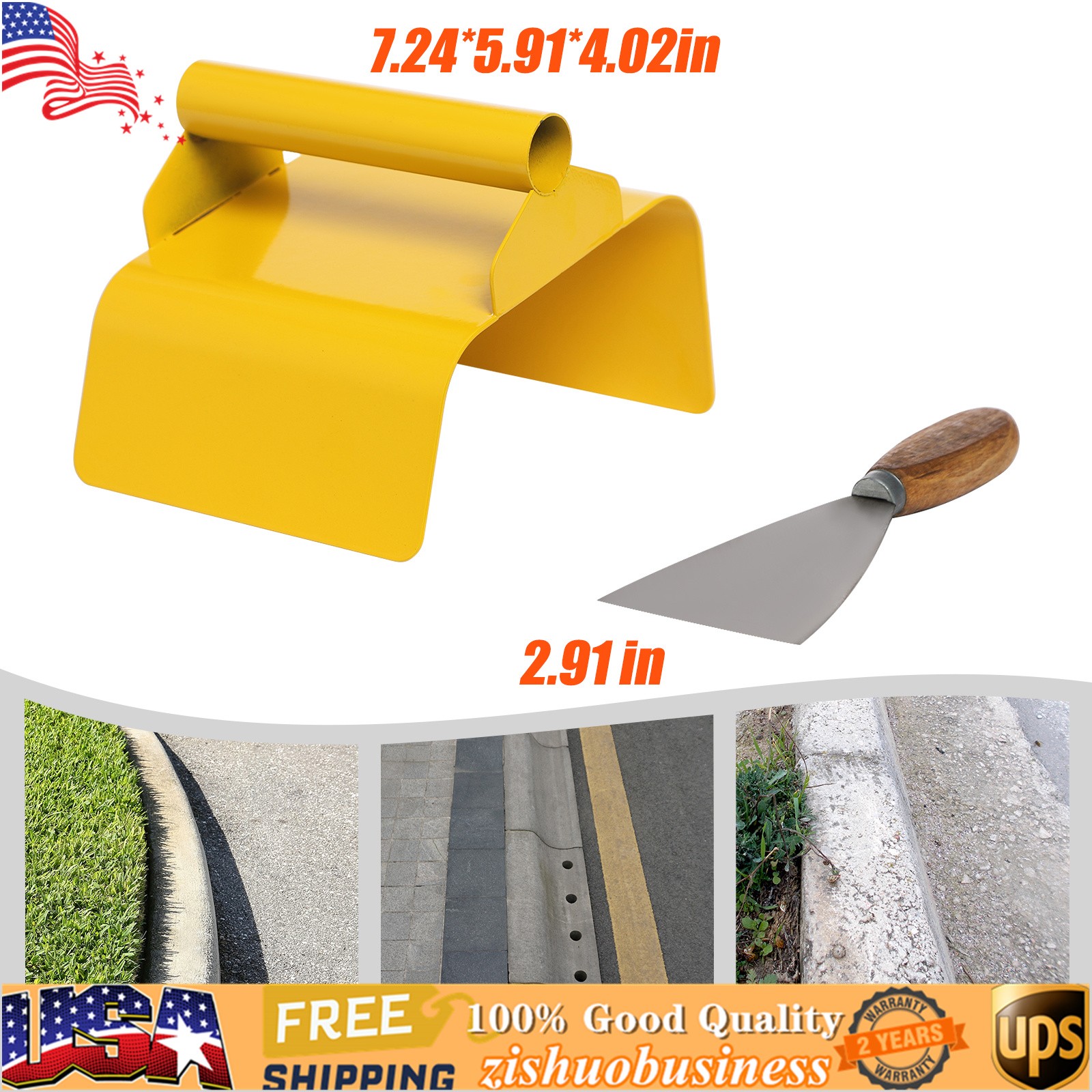 Landscape Curb Trowel Stainless Steel Concrete Curbing Trowel with Putty Knife