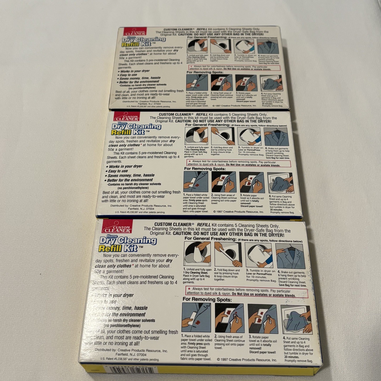 Custom Cleaner Home Dry Cleaning Kit REFILL 5 Cleaning Sheets - 3 Sealed Boxes