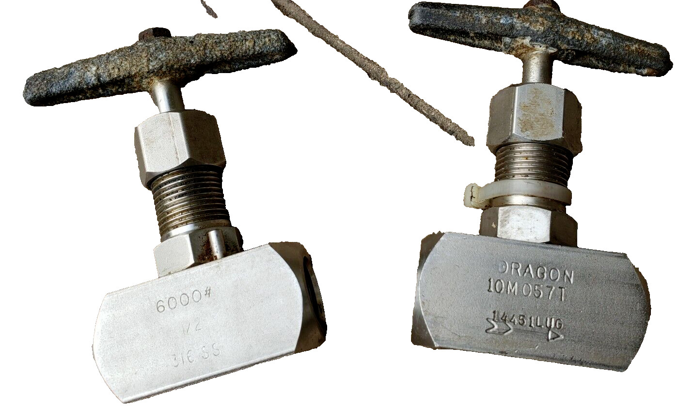 (Lot of 2) DRAGON 10M057T BODY 6000, 1/2'', 316 S. STEEL VALVE