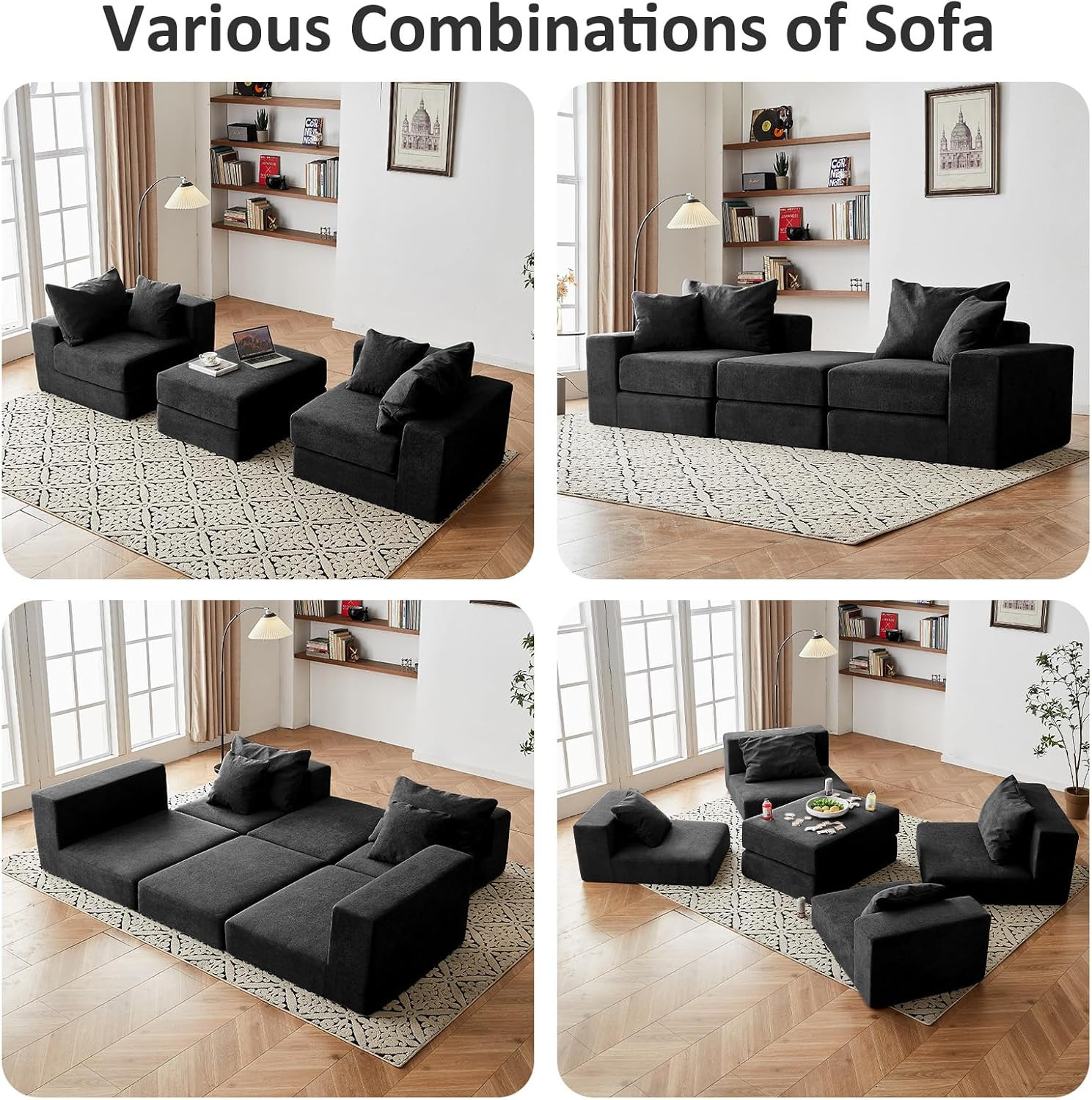 Modular Sectional Loveaeat Cloud Sofa, Boneless Couch with Non Slip Base, Cozy S