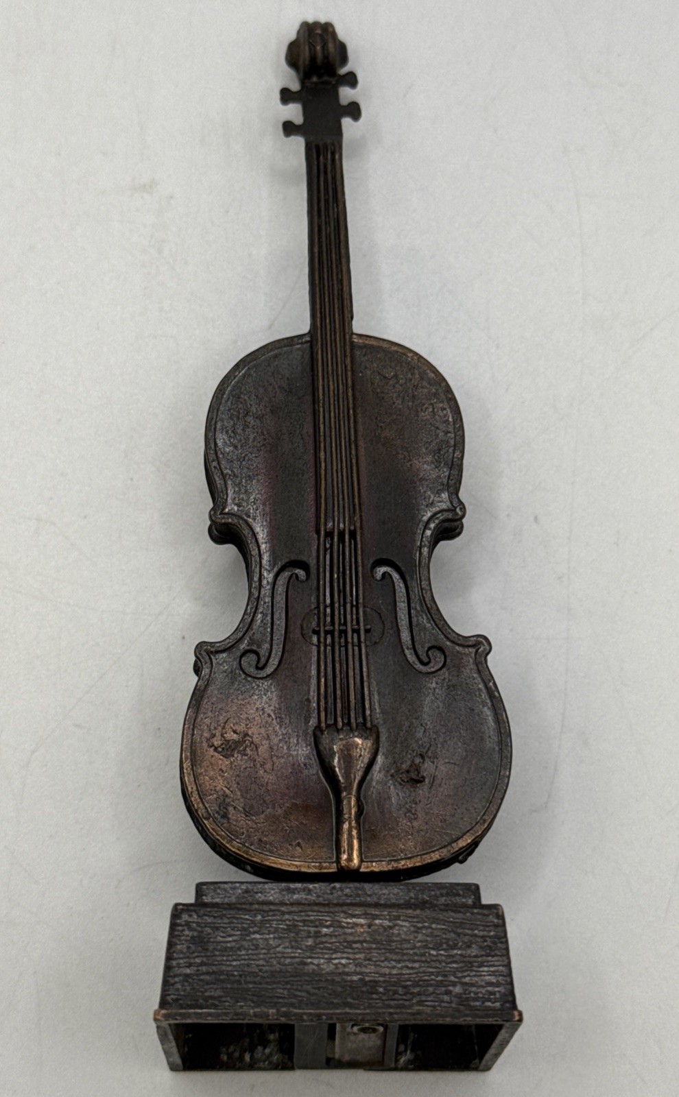 Vintage metal Cello pencil sharpener musical instrument figure decor 5.25"