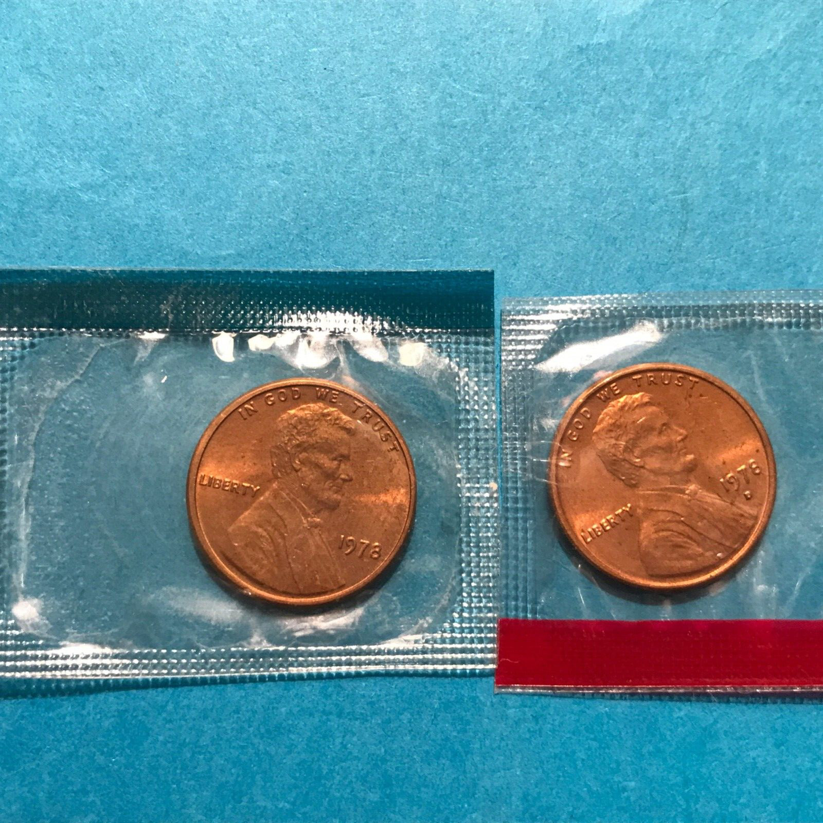 1978 P&D Lincoln Cents Unc in Mint Cello FREE SHIP