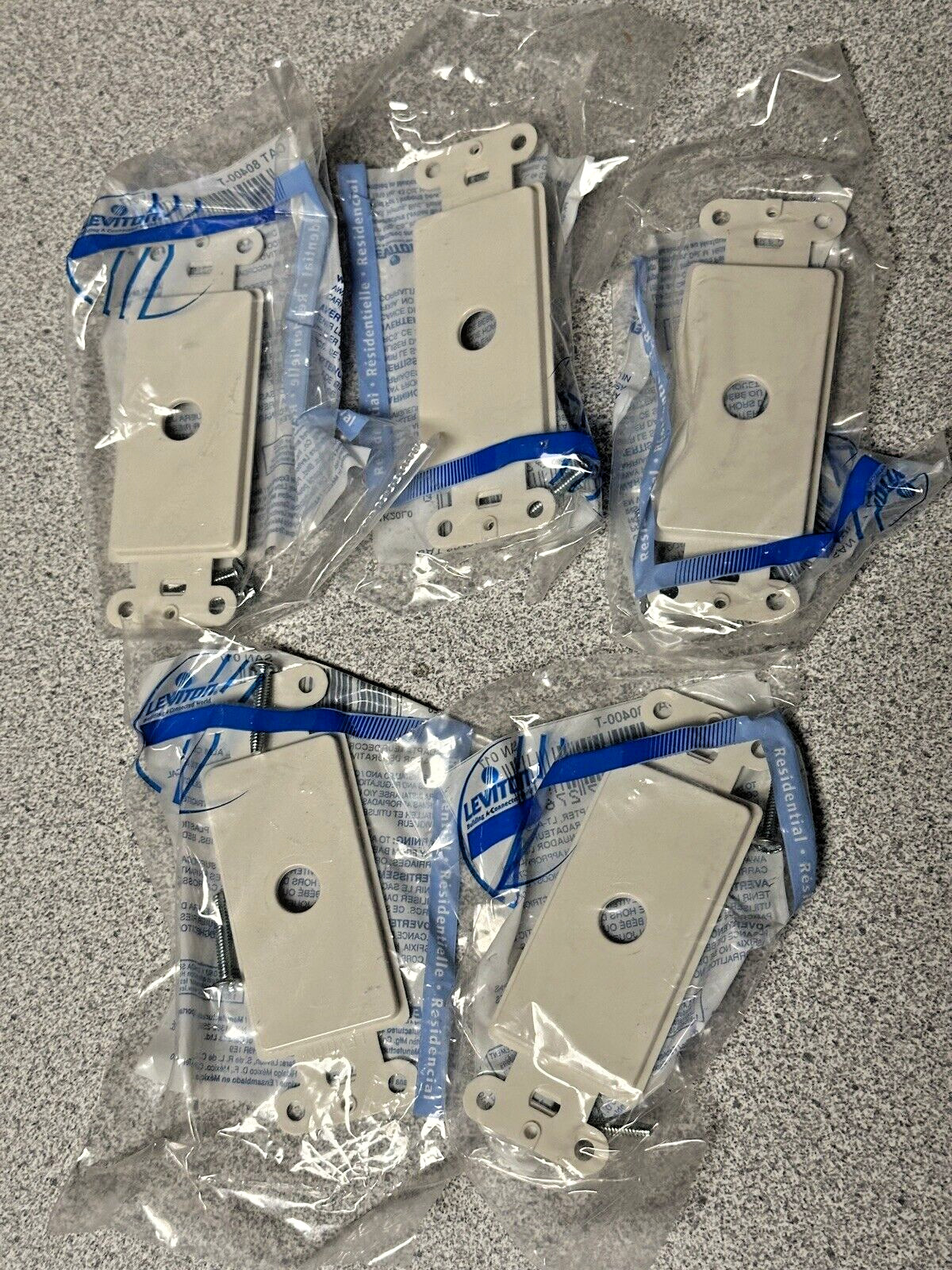 Lot of 5 NEW Leviton Decora Adapter For Rotary Dimmers Lt Almond Plastic 80400-T