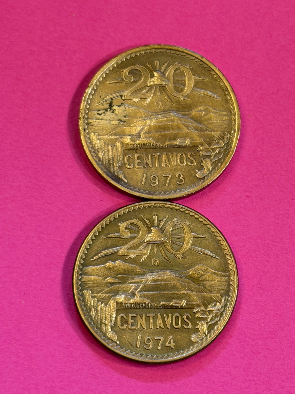 COIN MEXICO 1973-1974 20 CENTAVOS FREE SHIPPING