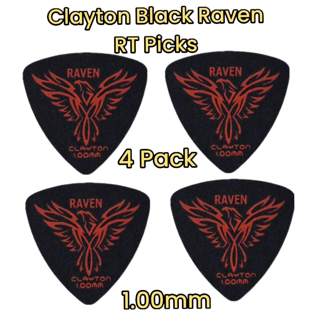 Clayton Black Raven Rounded Triangle Guitar Picks 1.00mm 4 Pack
