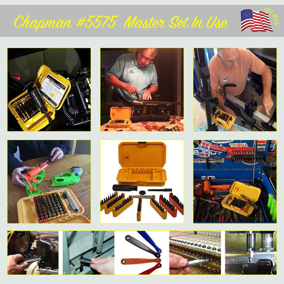 Chapman MFG Master Kit 5575 64 Part Screwdriver Set Mini Ratchet USA MADE