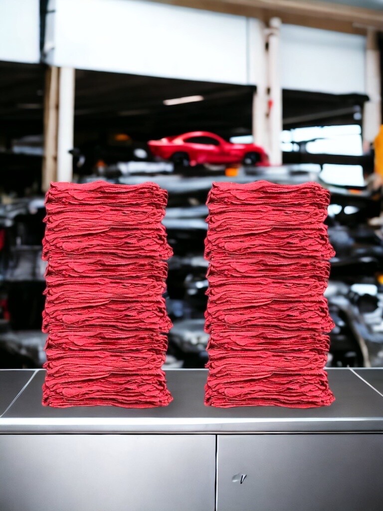 500 Pcs Red Shop Towels Jumbo 15x15 Cleaning Rags, A-Grade & Free Shipping