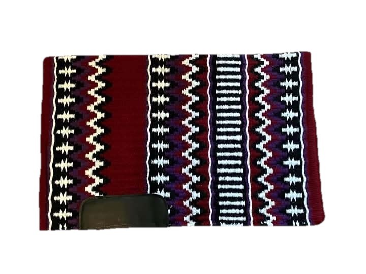 Tibetan Red Brown B&W western Show wool saddle blanket Oversized 34*42