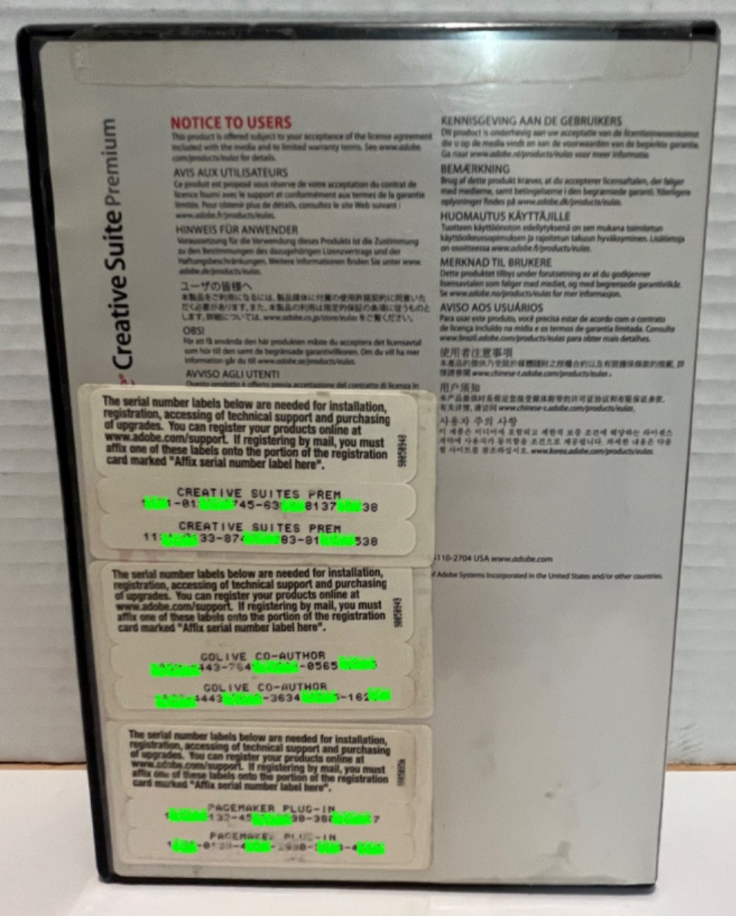 Adobe Creative Suite CS1 Premium Disc Set Complete w/ Case Fast Ship