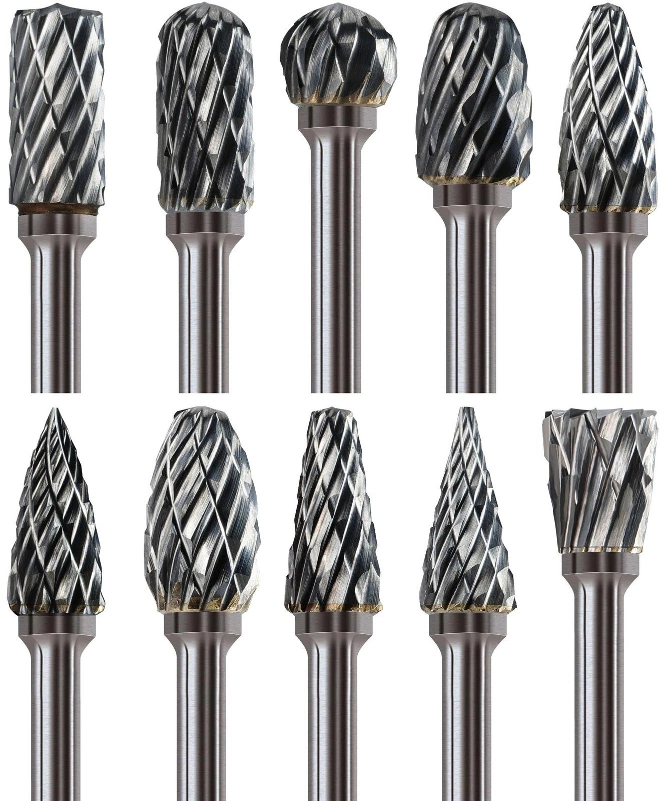 10Pcs 1/8" Shank Carbide Burr Bits Compatible with Dremel Bits Metal Grinding..