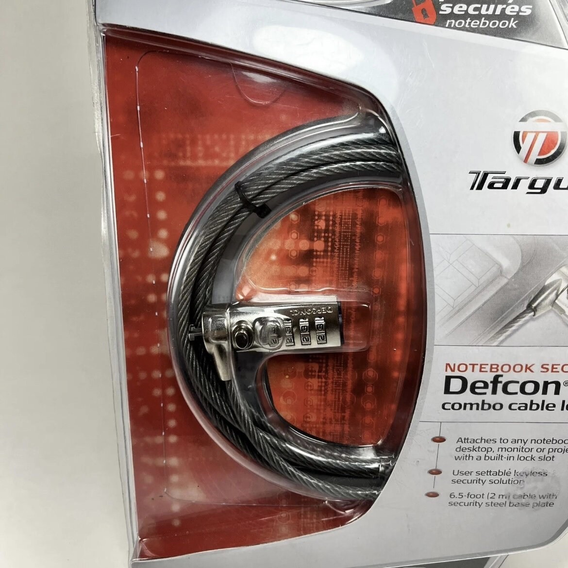 Targus Defcon CL Laptop Notebook Combo Cable Lock Security Keyless New In Box