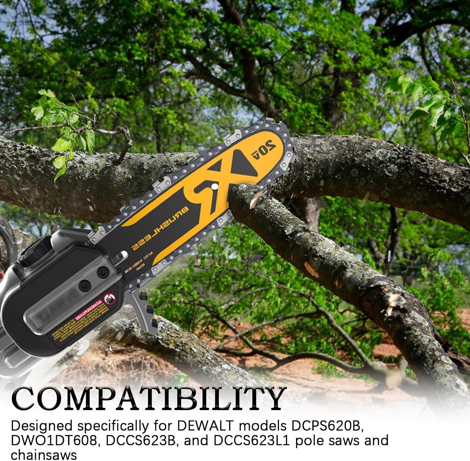8-Inch Pole Saw Replacement Bar and Chain Combo, Guide Bar DWZCSB8, Compatible w
