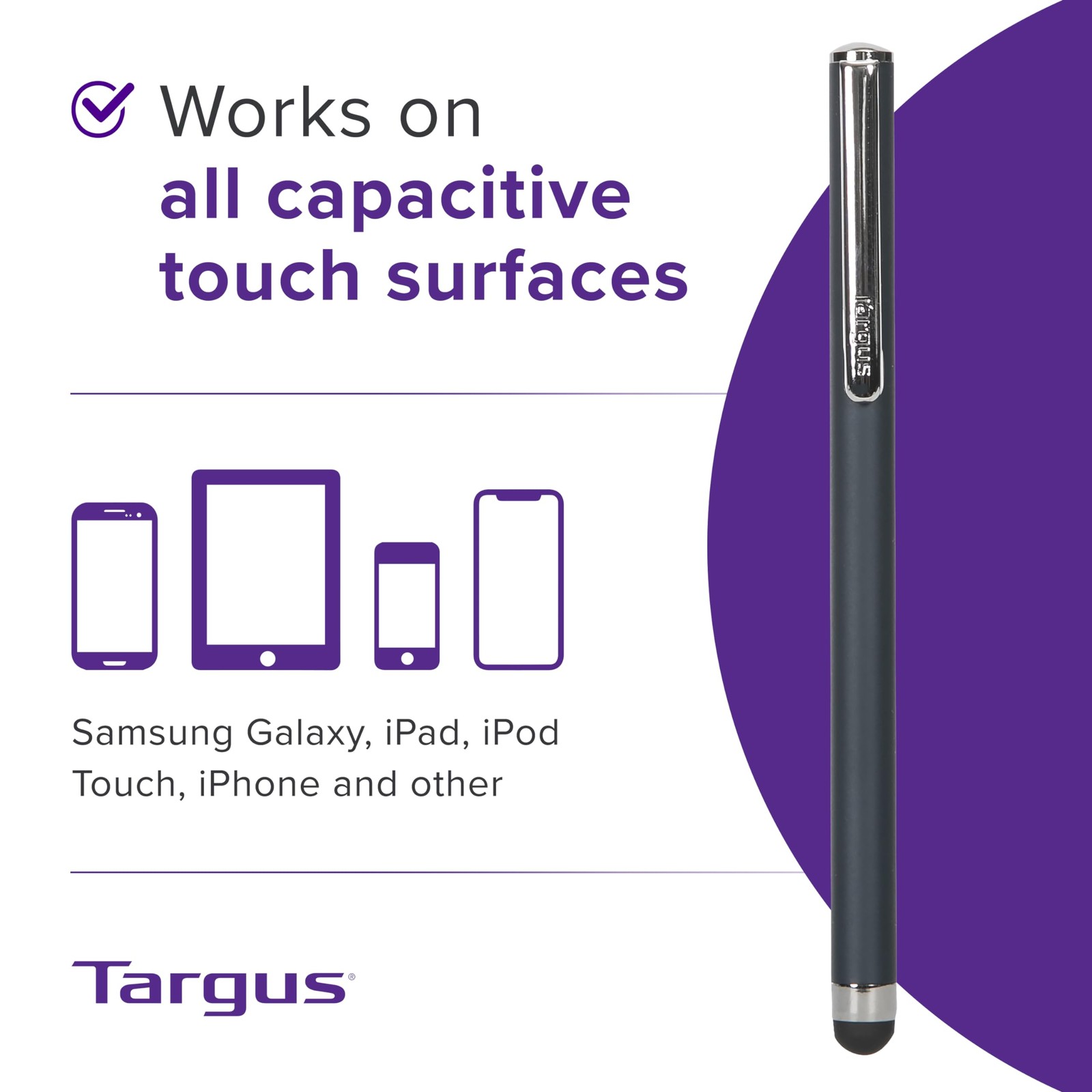 Targus Stylus Pen for Touchscreen Devices Note Taking Drawing iPad iPhone Black