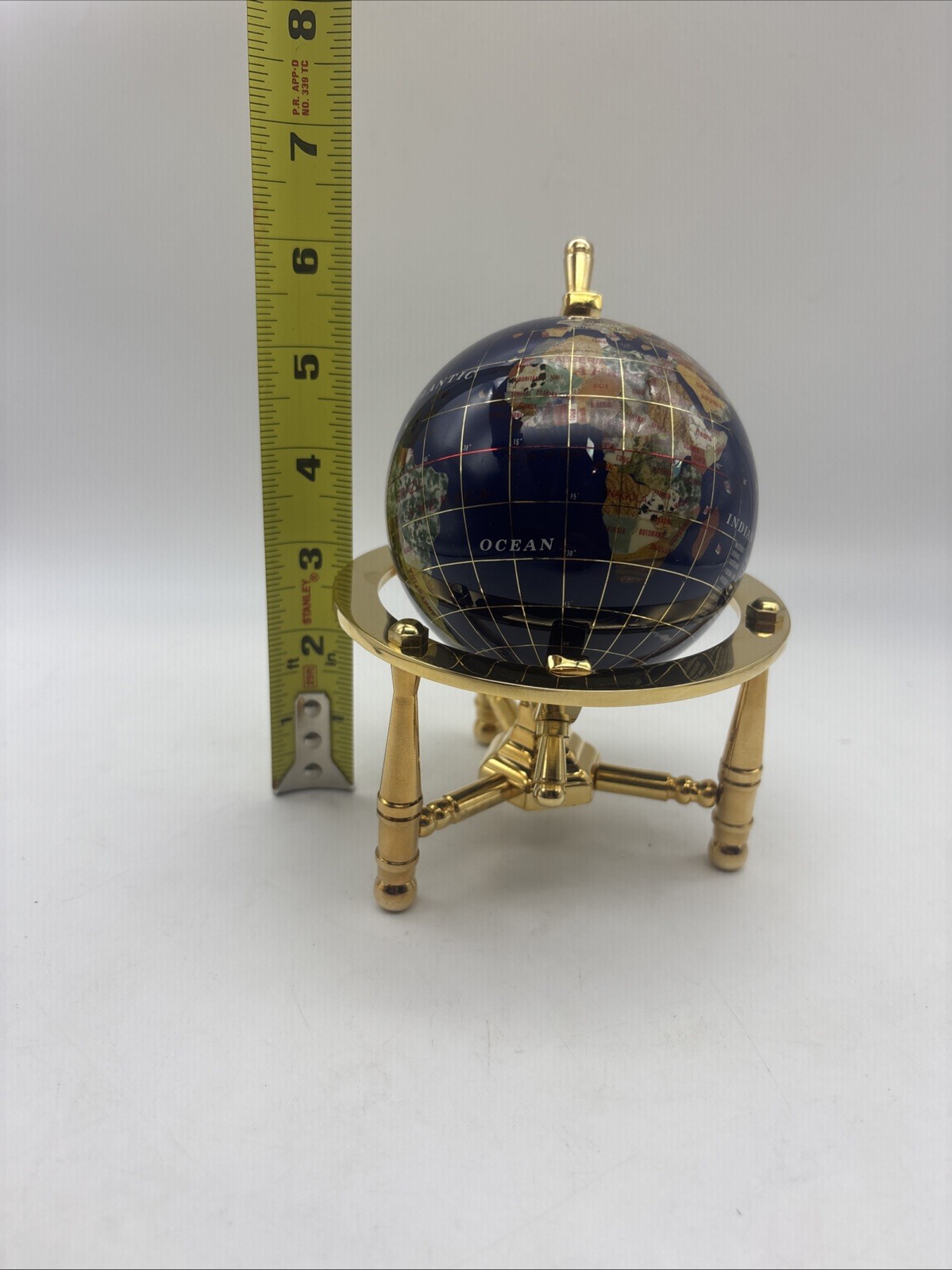 6-Inch Mini Blue Gemstone World Globe with Gold Stand