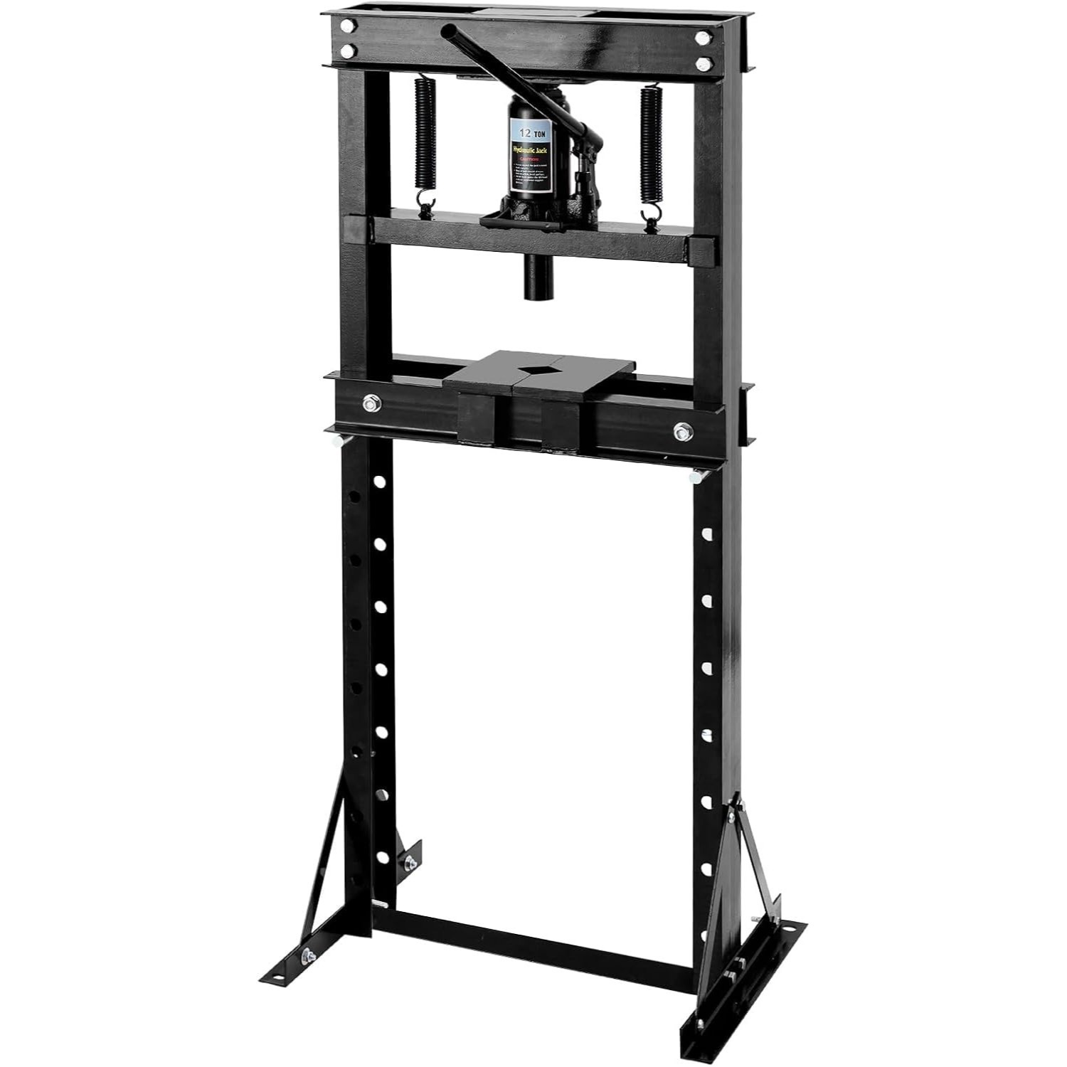 12 Ton H-Frame Hydraulic Press w Adjustable Table,Heavy Duty Shop Press Black