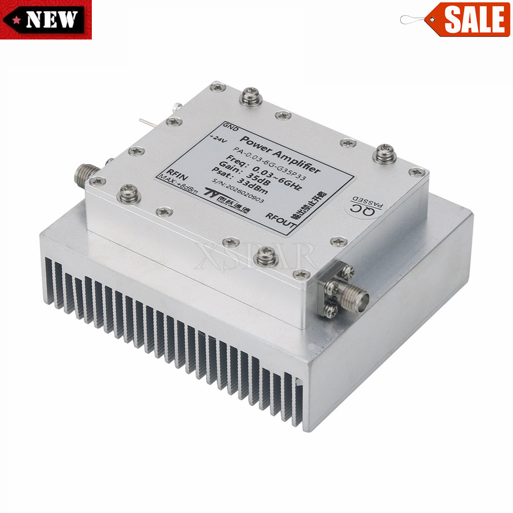 0.03-6GHz RF Power Amplifier 35dB 2W RF Microwave PA with SMA Female Connector