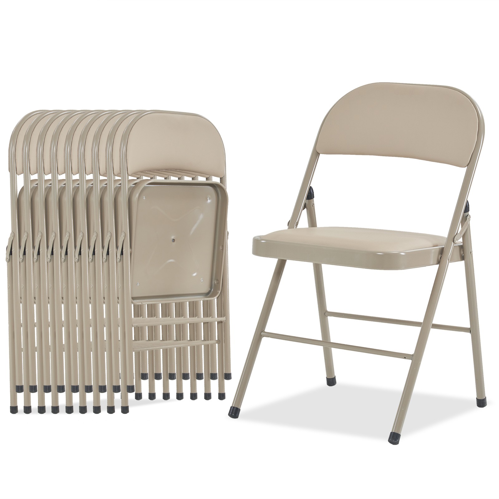 4pcs Elegant Foldable Iron & PVC Chairs for Convention & Exhibition Light Brown